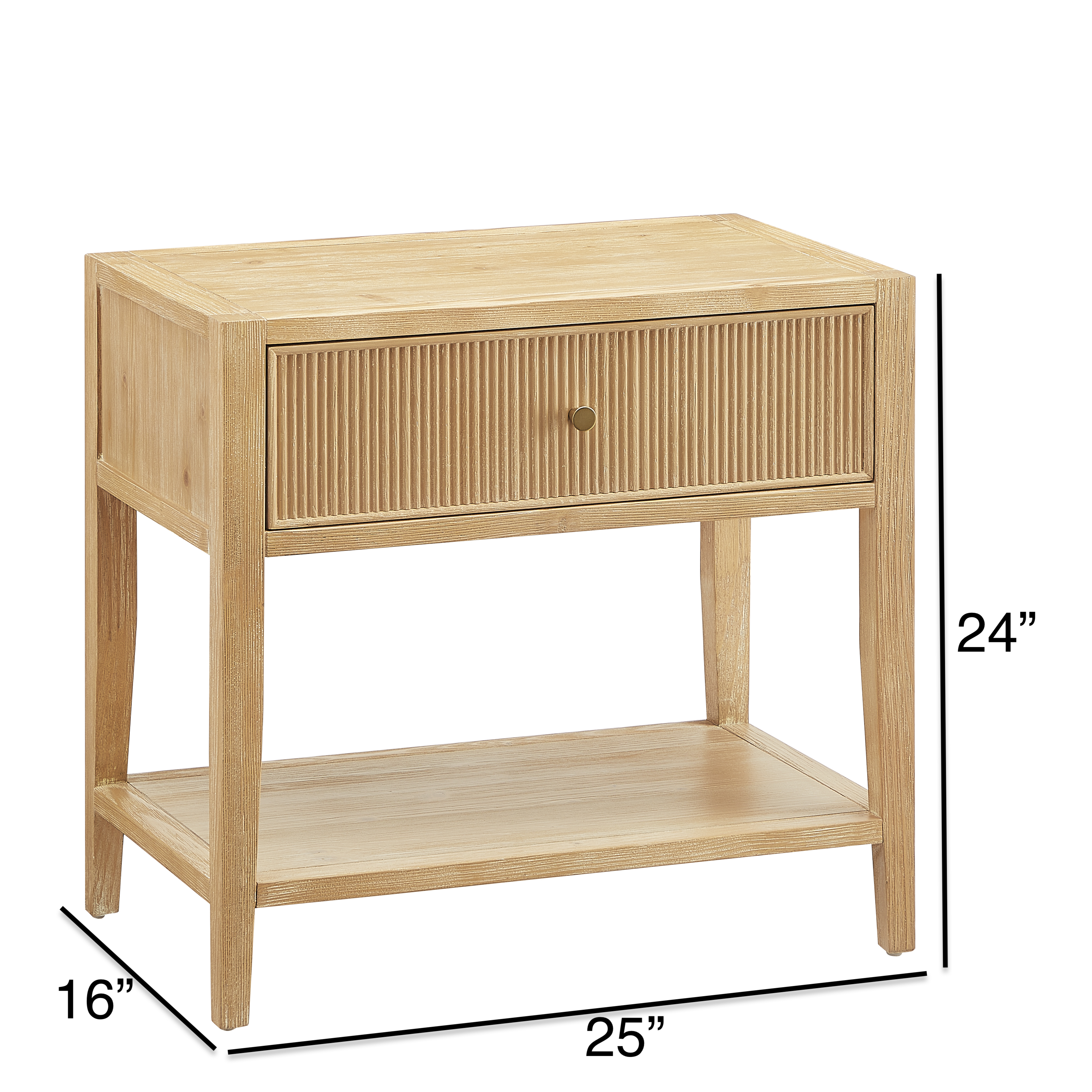 Fallbrook Pine 1-Drawer Nightstand with Reeded Drawer Front and Gold Drawer Pull – image 11