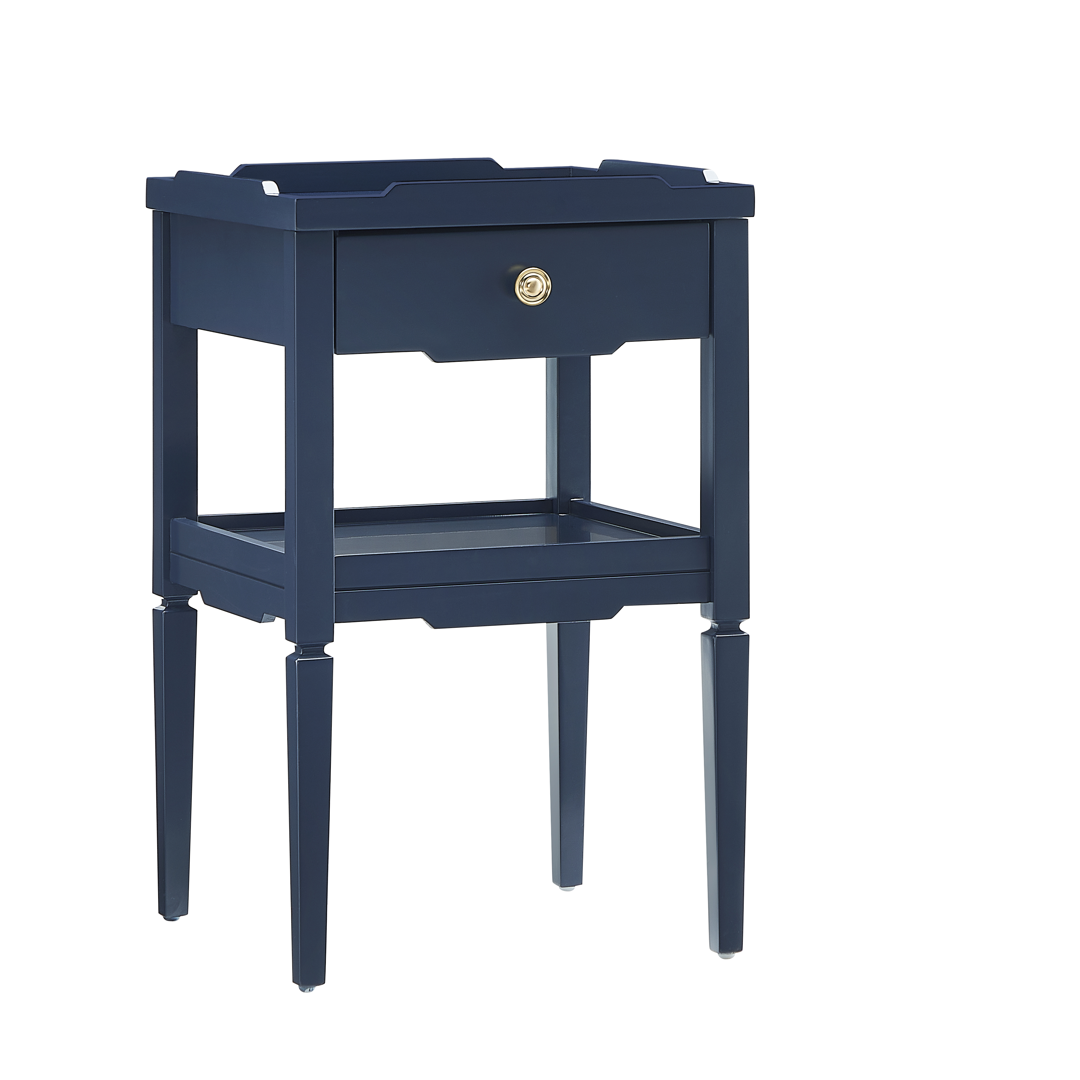 Macon Modern Farmhouse 1-Drawer Storage Nightstand with Tapered Legs and Raised Edges – image 4