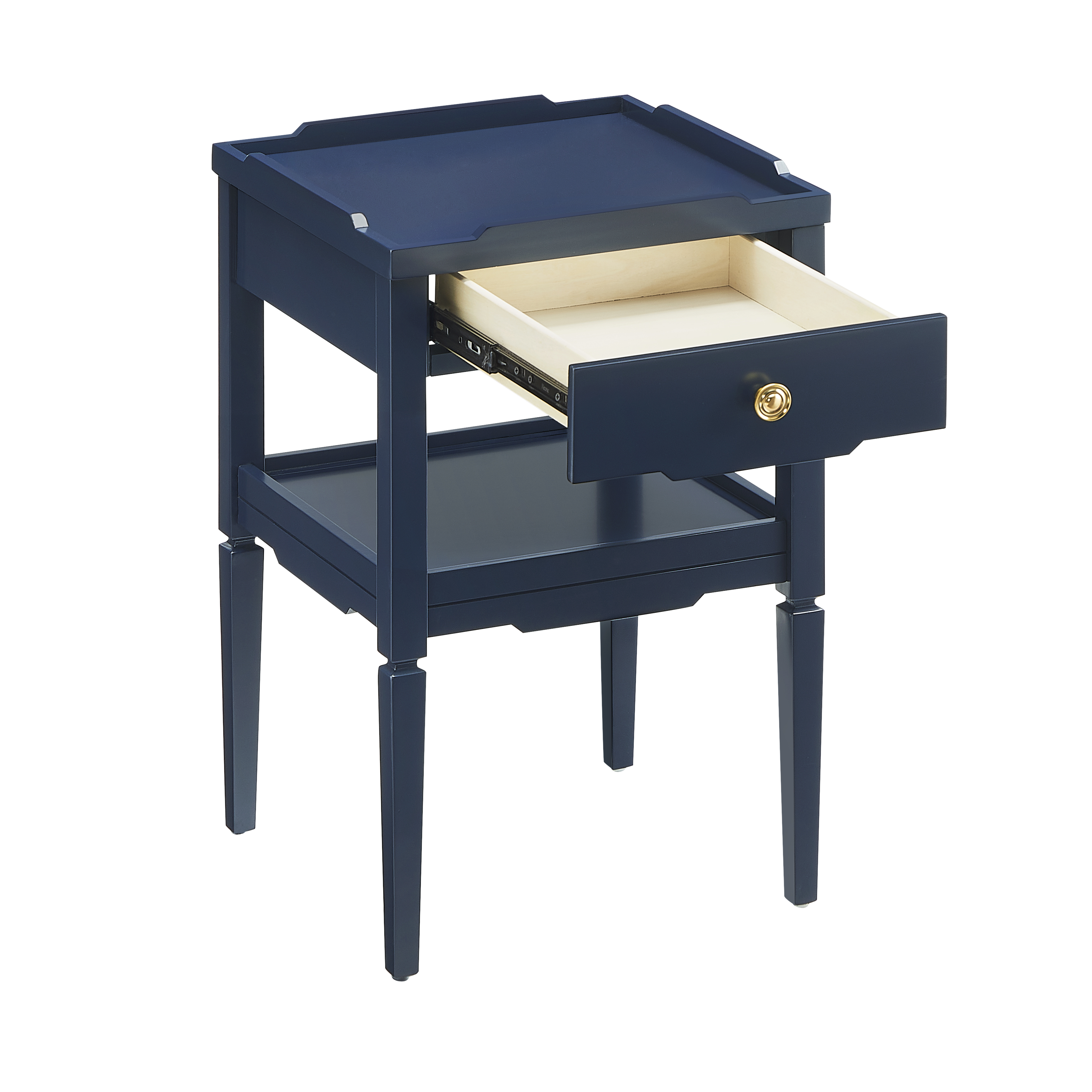 Macon Modern Farmhouse 1-Drawer Storage Nightstand with Tapered Legs and Raised Edges – image 5