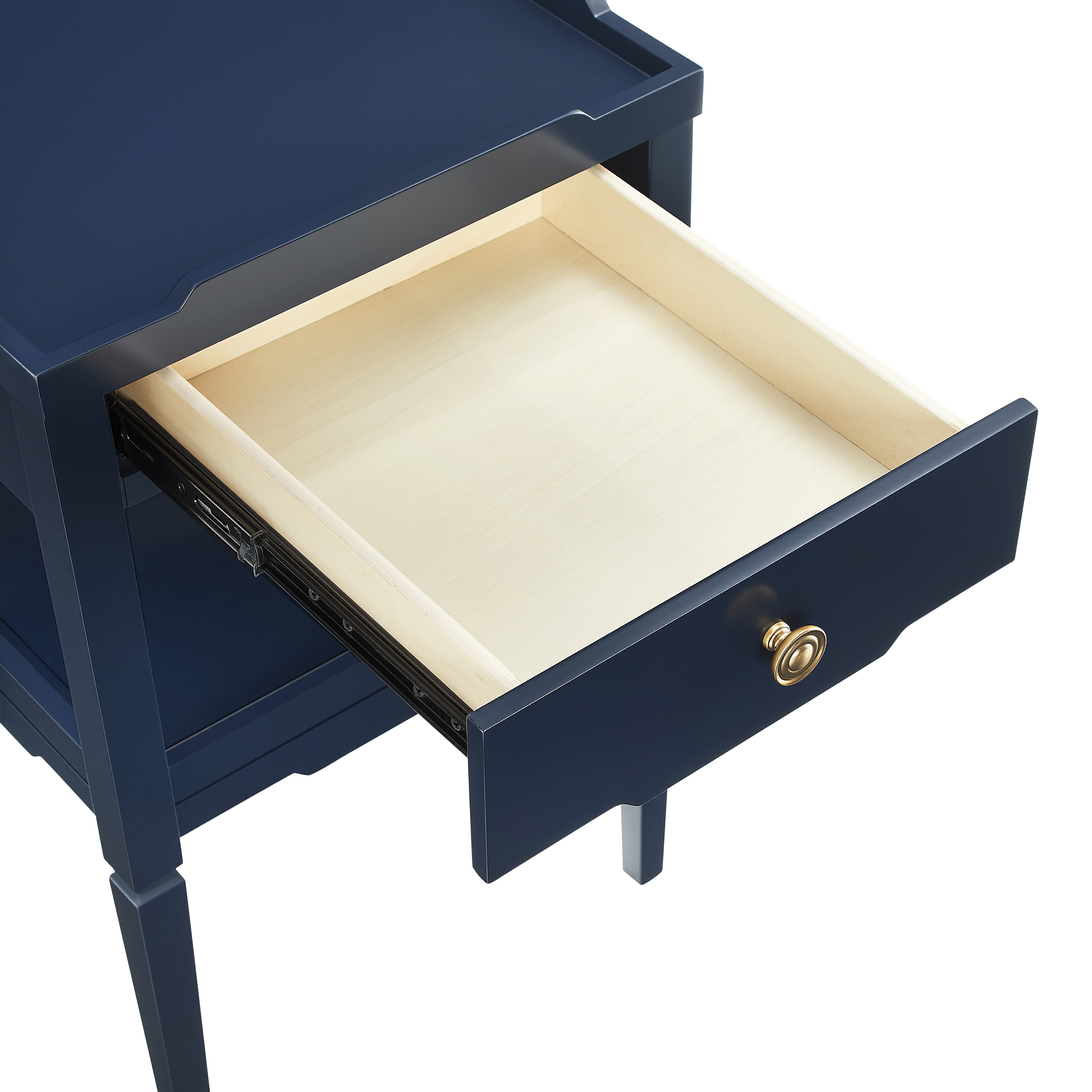 Macon Modern Farmhouse 1-Drawer Storage Nightstand with Tapered Legs and Raised Edges – image 9