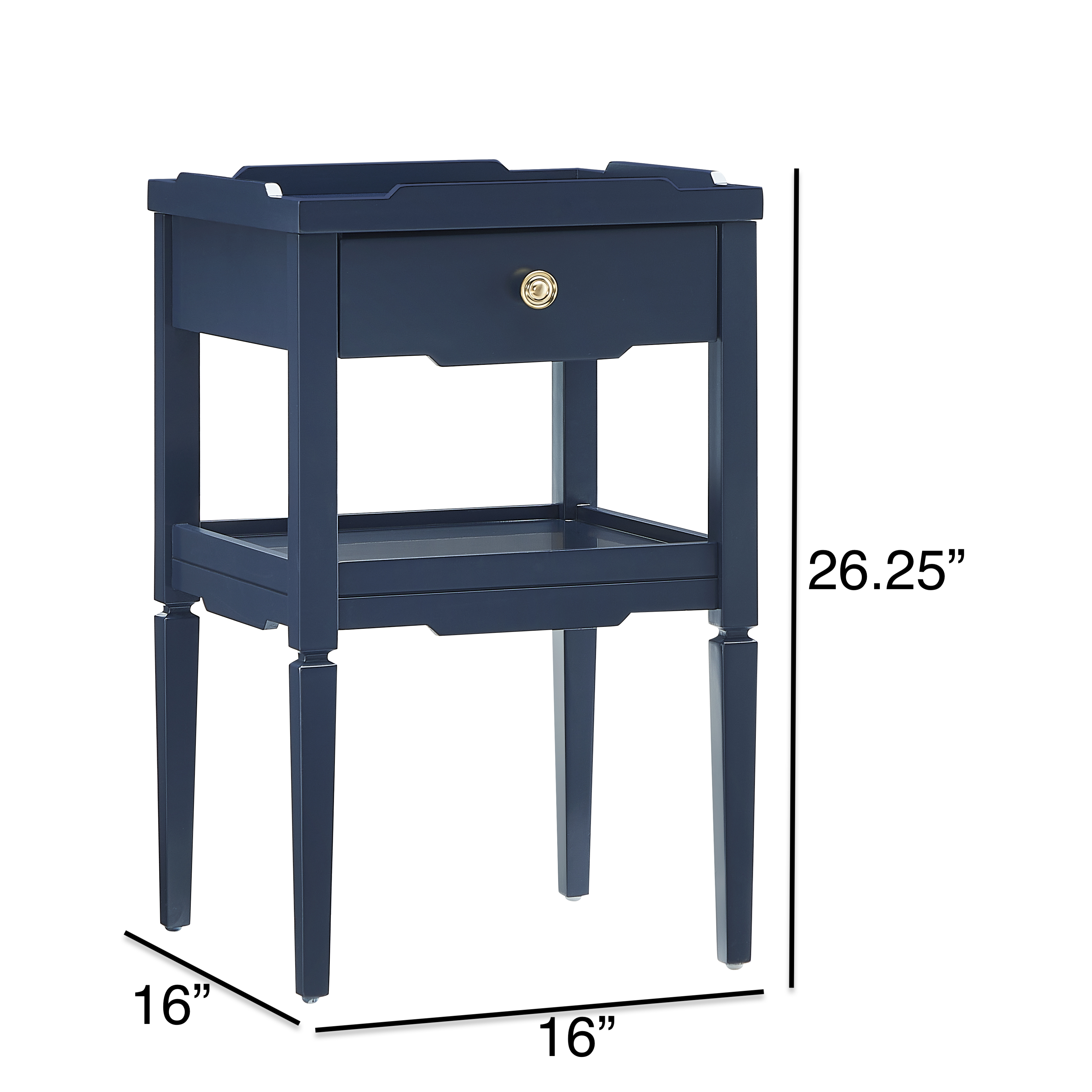 Macon Modern Farmhouse 1-Drawer Storage Nightstand with Tapered Legs and Raised Edges – image 11